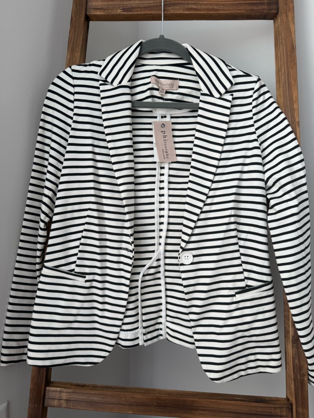 Philosophy Black & White Striped Women's Blazer